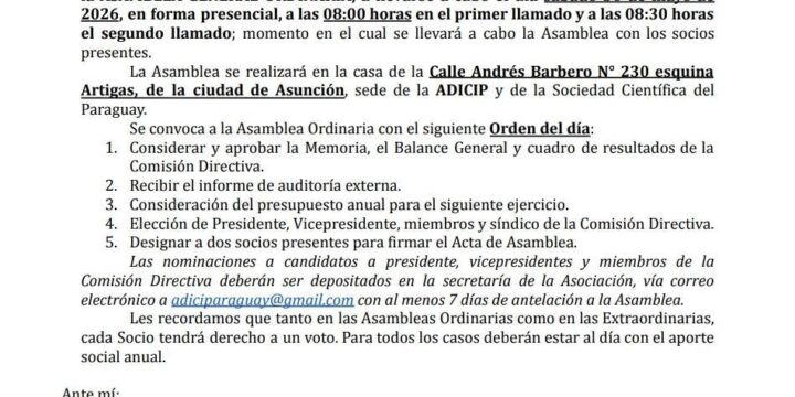 Convocatoria a Asamblea Ordinaria